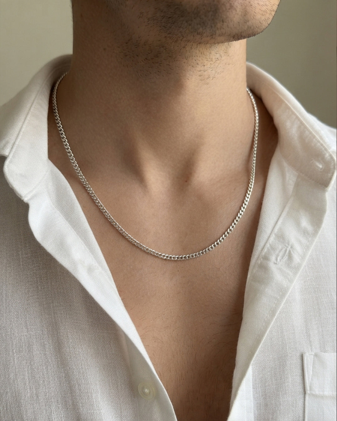 This is a Silver Curb Chain Necklace