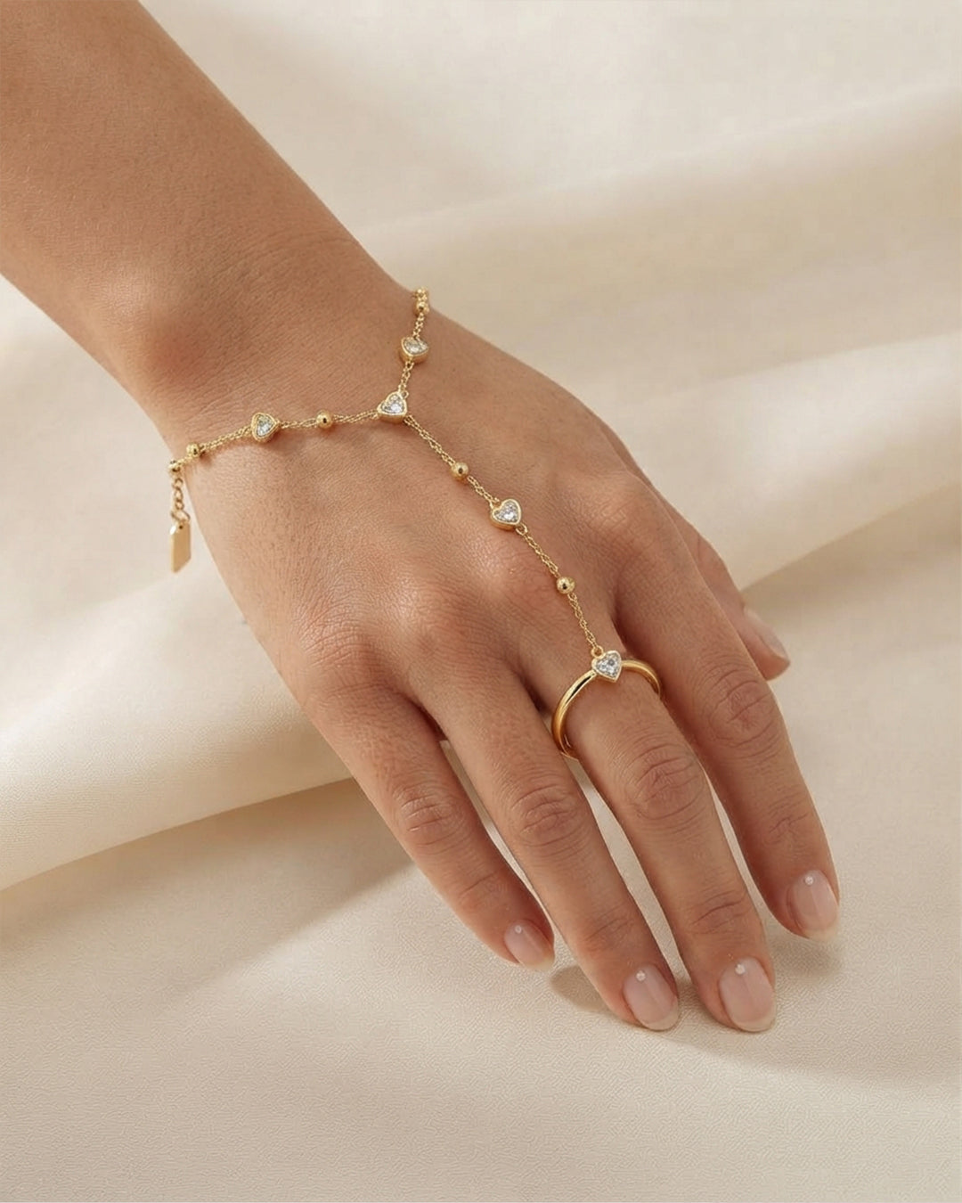 Gold Heart Gemstone Hand Harness