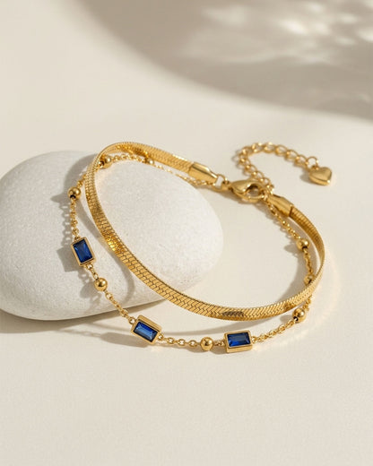 Sapphire Nail Bangle Set