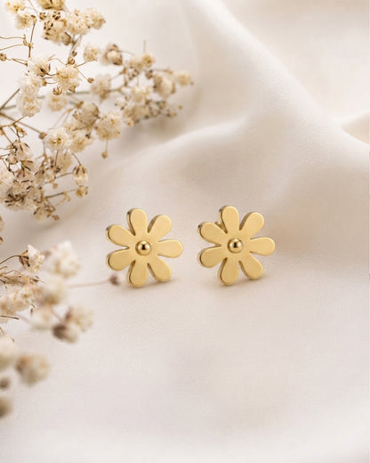Gold Daisy Stud Earrings