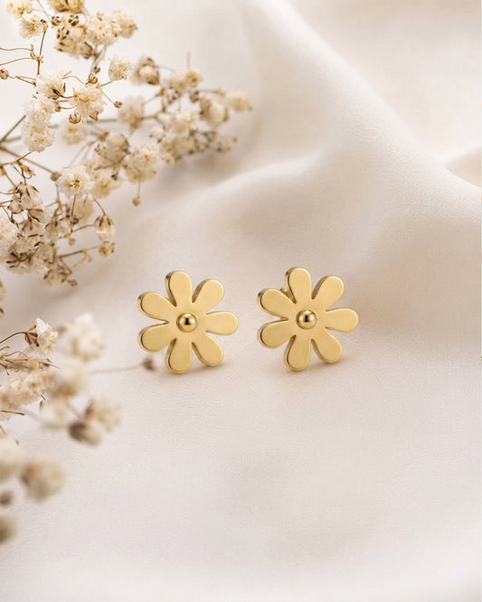 Gold Daisy Stud Earrings
