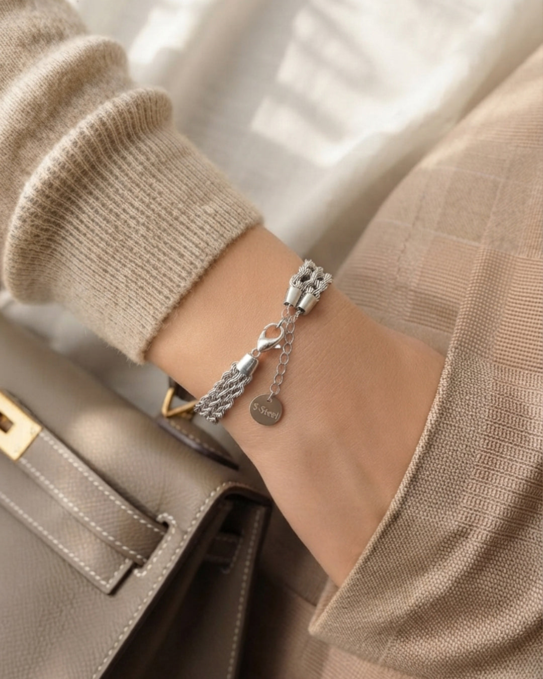 Braided Cable Silver Bracelet