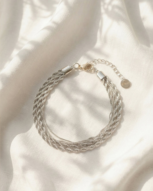Braided Cable Silver Bracelet