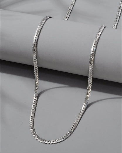 Silver curb chain and braided cable silver bracelet