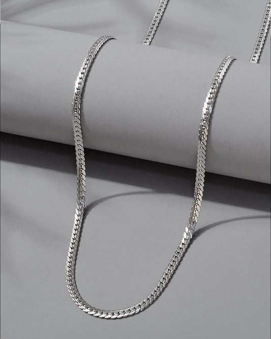 Silver curb chain and braided cable silver bracelet