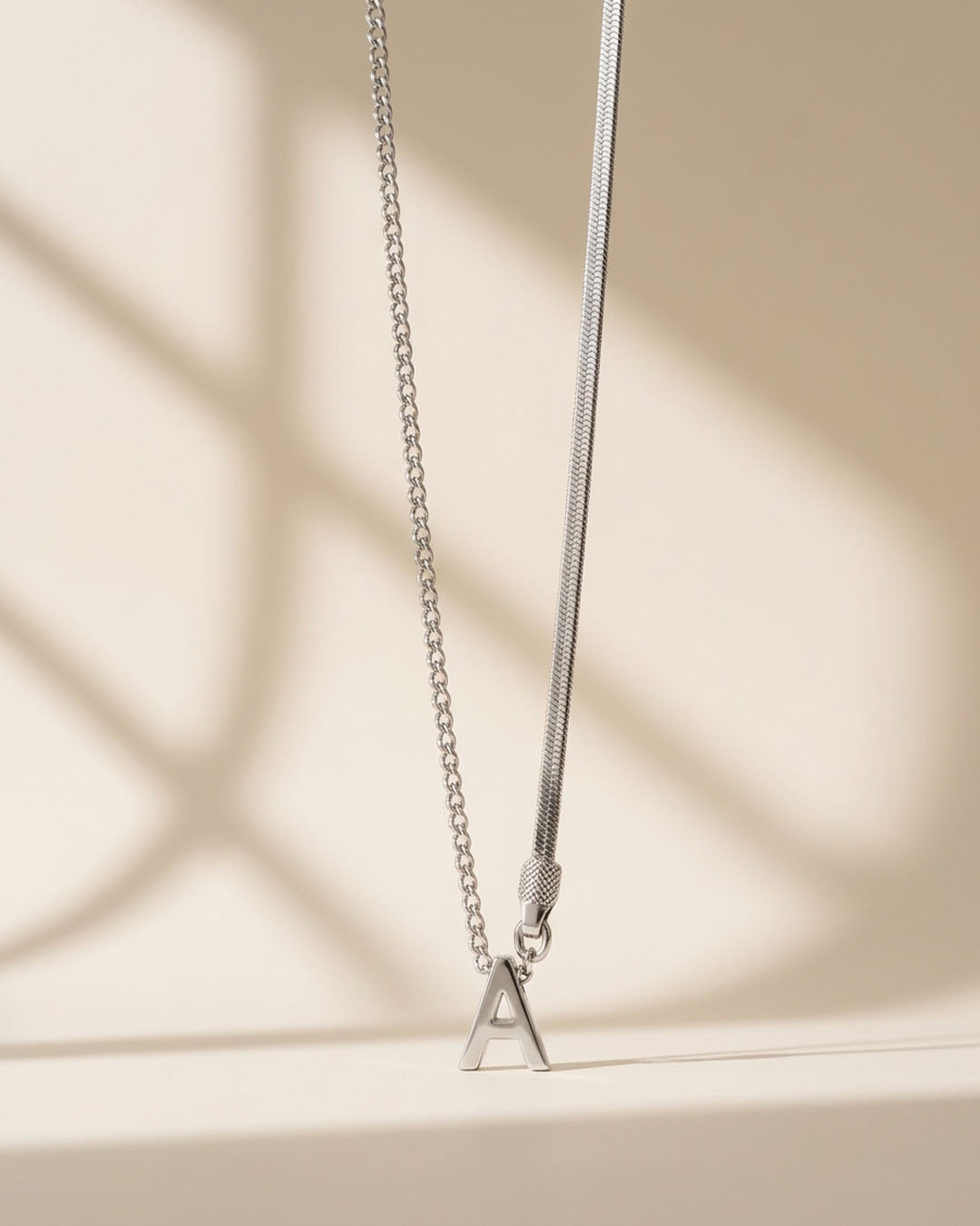 Layered Silver Initial Chain Bracelet