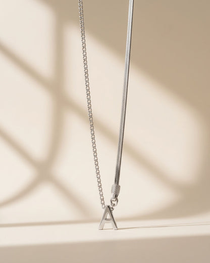 Layered Silver Initial Chain Bracelet