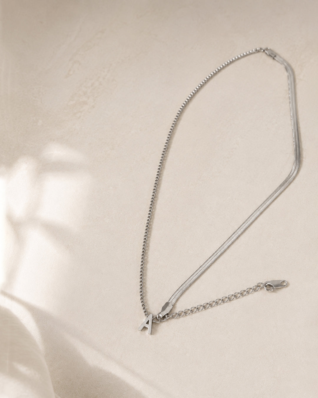 Layered Silver Initial Chain Bracelet
