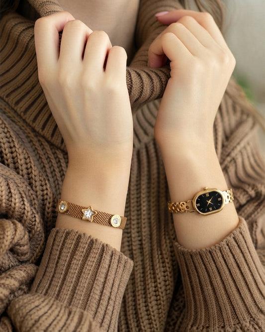 Vintage Mesh Watch & Bracelet Set